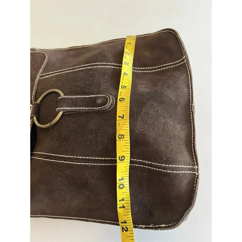 Vintage GAP Brown Suede Leather Crossbody Bag Purse Y2K Festival Boho